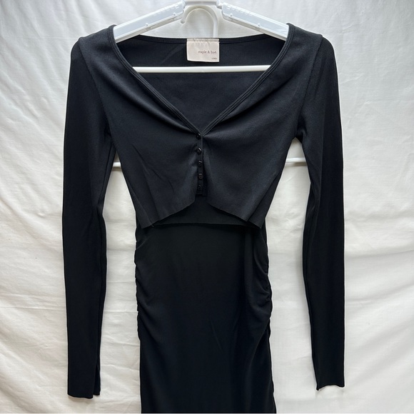 Staple & Hue Black XS Ivy Cardi Arlo Skirt Set Cropped Cardigan Side Slit Skirt - Picture 6 of 13